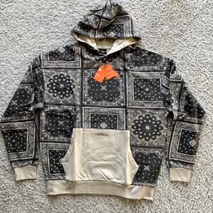 Men's YoungLA Bandana Print Hoodie Pullover, 100%Cotton  XL, NWT, LightGrey RARE